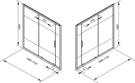 Шторка на ванну Aquanet Practic AE10-B-170H150U-CP, прозрачное стекло, артикул AE10-B-170H150U-CP