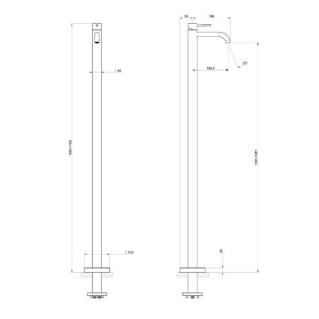 GESSI 316 FLESSA Смеситель для раковины напольный, однорычажный, внешняя часть, цвет Black XL, артикул 54097#299