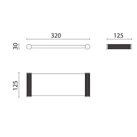 OASIS DEFILE Лоток стеклянный 320х125х30 мм., настольный, цвет хром, артикул 0AGD028CR