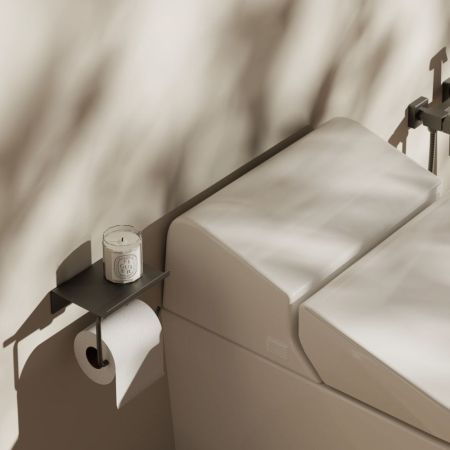 Держатель для туалетной бумаги с полкой BELZ B9001-3, оружейная сталь