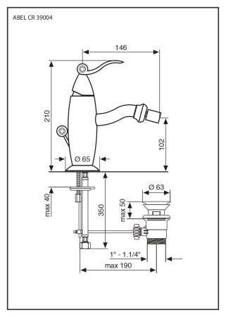 Смеситель Abel с донным клапаном для биде, цвет золото
