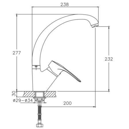 Смеситель для кухни Cron CN77318, хром