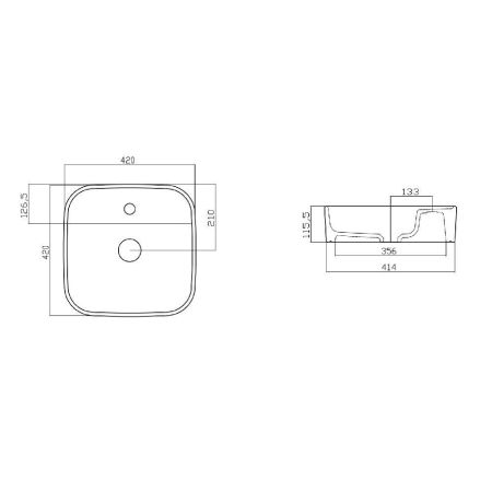 Умывальник GURAL Nova 42х42 накладной с отв. под смеситель, артикул NO28MUL01
