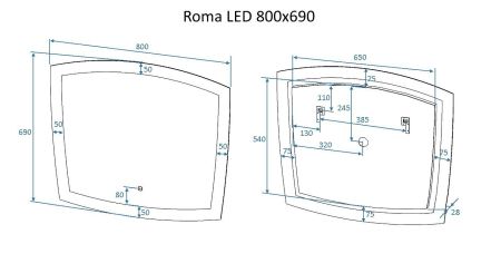 Зеркало с подсветкой ART&MAX ROMA AM-Rom-800-700-DS-F, артикул AM-Rom-800-700-DS-F