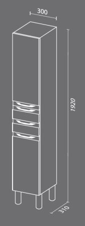 Шкаф пенал SanVit Эдем Lux 30 pedem в цвете Ral Красный глянец, артикул pedem