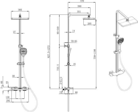 Душевая стойка Allen Brau Infinity 5.21030-31 черный матовый, артикул 5.21030-31