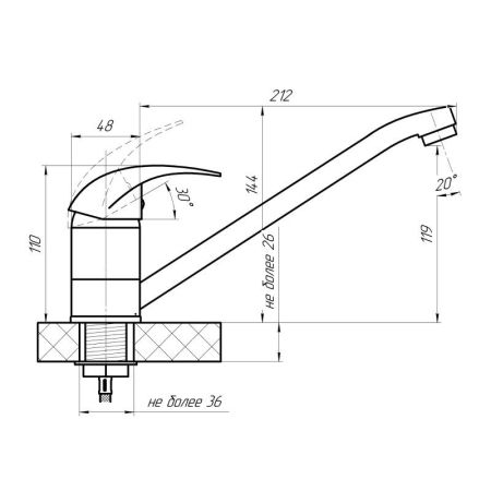 Смеситель для кухни с хирургической ручкой Сантаком stMIRA 5379, хром