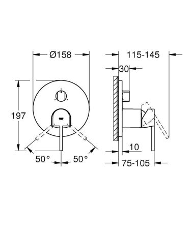 Смеситель GROHE PLUS однорычажный с переключателем на три положения, хром (24093003)