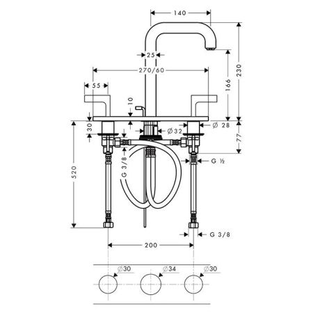 AX Citterio Смеситель для раковины , цвет полированное золото, артикул 39136990