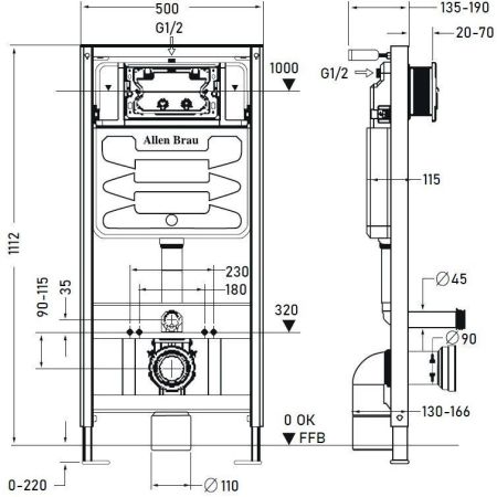 Инсталляция для унитаза Allen Brau Pneumatic 9.11100.20, артикул 9.11100.20