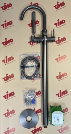 Смеситель напольный для ванны с душем Timo Saona 2310/18Y-CR черное золото, артикул 2310/18Y-CR