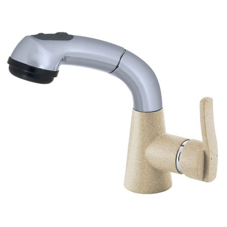 Смеситель для кухни с выдвижным изливом и режимом душ GranFest 3773, кашемир