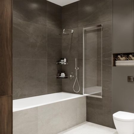 Шторка на ванну слайдер Terminus Ното 150х90, хром, артикул 1CS150х90C