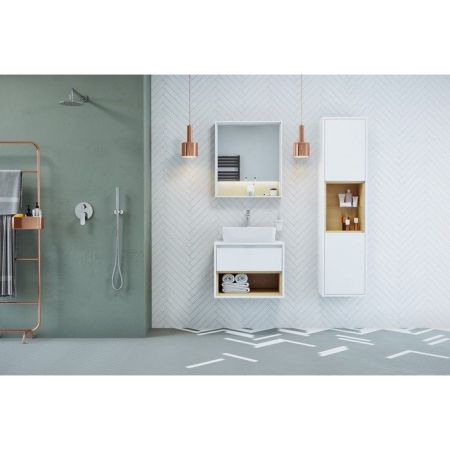 Шкаф-пенал EXCELLENT Tuto 40 см (белый/дуб), артикул MLEX.0201.400.WHBL