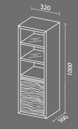 Шкаф пенал SanVit Стайл 32 pstyle с фактурой под дерево подвесной Кедр, артикул pstyle