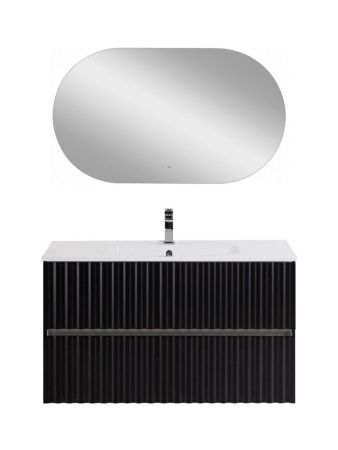 ELEGANT База под раковину подвесная с двумя выкатными ящиками, с LED подсветкой ручек. Чёрный матовый, 970x469x550 AM-ELEGANT-1000-2C-SO-NM-LED, артикул AM-ELEGANT-1000-2C-SO-NM-LED