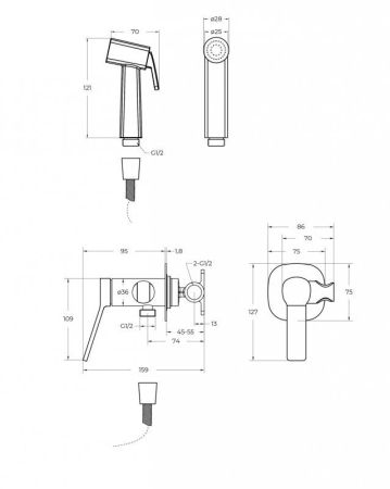 ALBANO Гигиенический душ со смесителем, хром ALBANO-HGN-CRM, артикул ALBANO-HGN-CRM