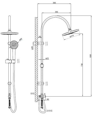 Душевая система, артикул: ST01, ESKO