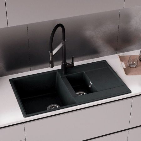 Кухонная мойка Ulgran Quartz Prima 860 1,5K-09, асфальт, артикул Prima 860 1,5K-09