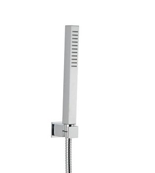 Emmevi, набор ручного душа 180: квадратная лейка, шланг 150 см и держатель лейки (все детали из латуни), цвет белый матовый