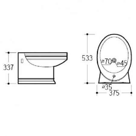 Биде Boheme Puro 955-G подвесное Белое с узором Золото, артикул 955-G
