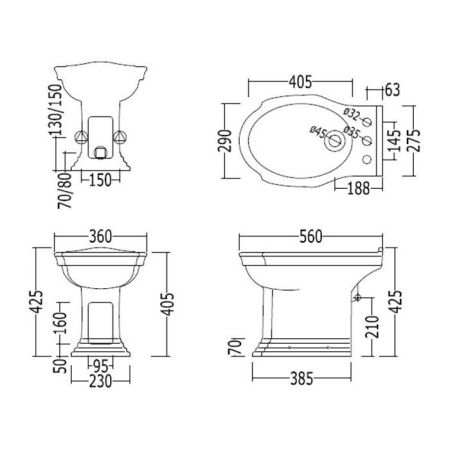 Devon Westminster Биде напольное (56х36 см) с 1 отверстием под смеситель, цвет: белый, артикул IBBID1FWES