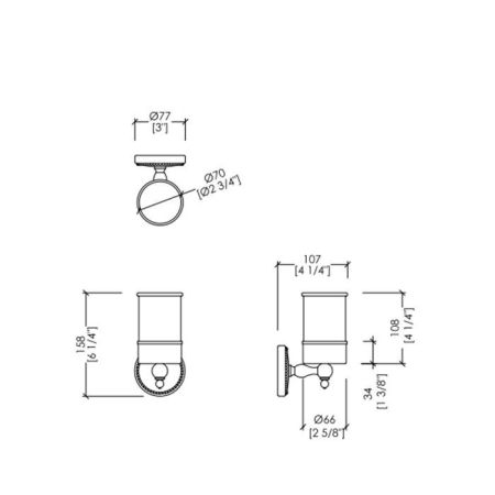 Devon DOROTHY стаканчик (керамика белая) для з/щеток настенный, держатель цвет: бронза/белый, артикул DOR403BR