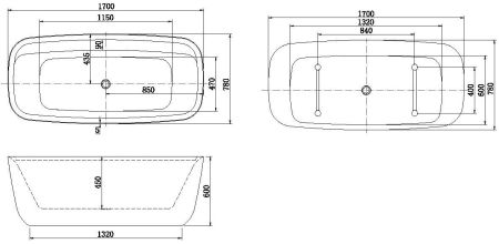 Акриловая ванна Aquanet Family Fine 170x78 95778-MW, артикул 95778-MW