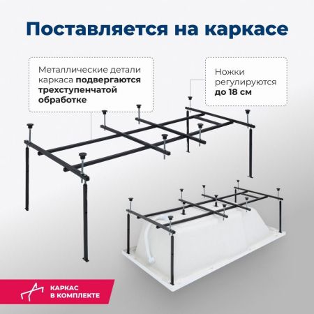 Акриловая ванна Aquanet Vega 190x100 (с каркасом), артикул 00205556