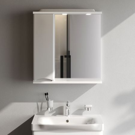 M80MPL0651WG Like зеркало, частично зеркальный шкаф, левый, 65см, с подсветкой, белый, глянец, шт, артикул M80MPL0651WG