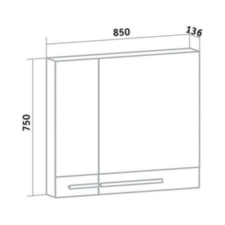 Зеркальный шкаф Runo Вудлайн 85 4620750028886 Дуб скандинавский, артикул 4620750028886