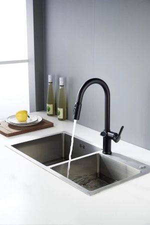 Смеситель для кухни с индикатором температуры Knotlor KN-100/BL, черный, артикул KN-100/BL