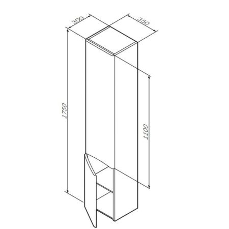 M80CHL0356WG Like, шкаф-колонна, подвесной, левый, 35 см, двери, белый, глянец, шт, артикул M80CHL0356WG