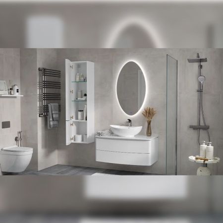 Тумба с раковиной подвесная Velvex Luna tp.LUN.100.2Y, 100 см, артикул tp-LUN-100-2Y-com