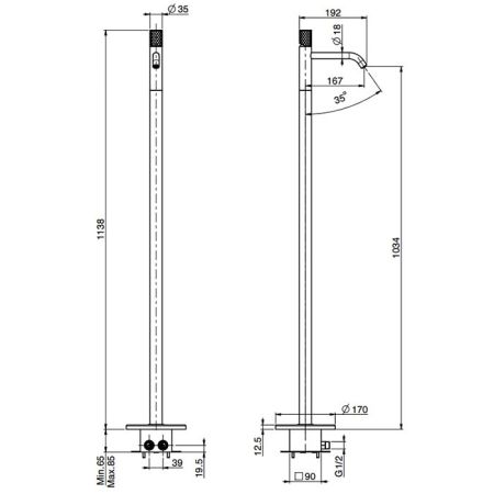 Fima Carlo Frattini Spillo Tech Смеситель для раковины, напольный, цвет: золото, артикул F3031T/PNXOR