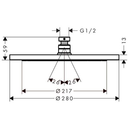 HANSGROHE CROMA Верхний душ Ø280 мм., цвет белый матовый, артикул 26220700