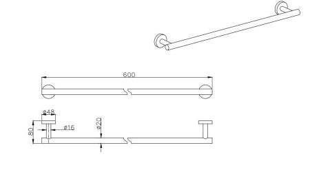Полотенцедержатель AQUATEK, матовый черный AQ4014MB ВЕГА, артикул AQ4014MB