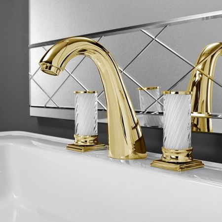 OASIS FORTUNY Смеситель для раковины на 3 отверстия, без донного клапана, цвет золото, артикул 000RBFN082OR