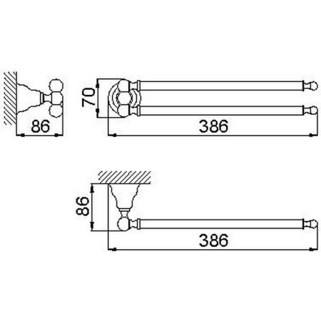 HUBER Croisette Полотенцедержатель двойной 386 мм, цвет хром, артикул 4016.01H.CR