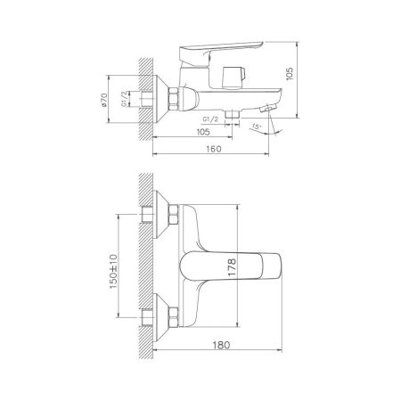 Смеситель для ванны D-Lin D130369, хром, артикул D130369