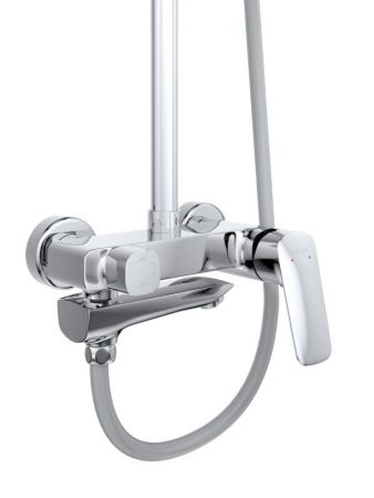 DUE Душевая стойка со смесителем и изливом, оружейная сталь DUE-VSCM-GM, артикул DUE-VSCM-GM