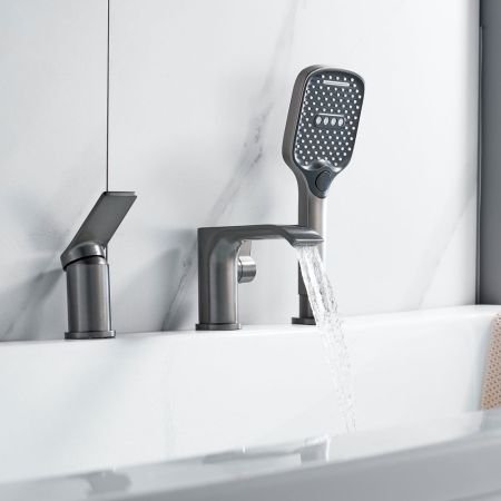 Смеситель на борт ванны Shevanik S4112T, оружейная сталь