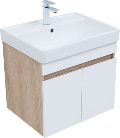 Тумба под раковину Aquanet Оптима 60 дуб светлый/белый сатин, артикул 00344799