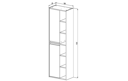 Пенал VIANT "Люксембург" 2 ств подвесной дерево 300х500х1700 (VLUX500D-PENP), артикул VLUX500D-PENP