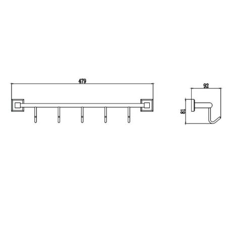 Планка с крючками Savol S-009575, хром, артикул S-009575