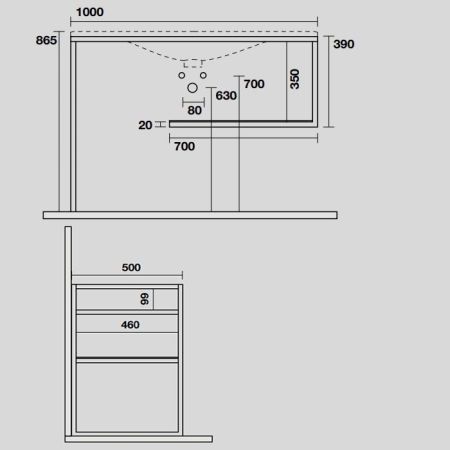 KERASAN SHAPE LOUISE Структура 1020х520 мм., напольная, нержавеющая сталь, полка белая, цвет черный матовый, артикул 9333K2
