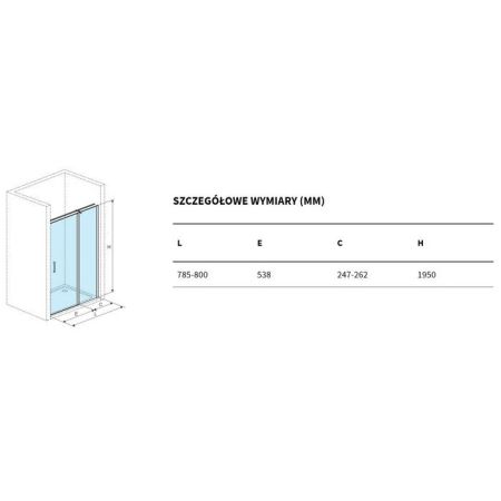 Душевая дверь со стенкой EXCELLENT Mazo 80 см (хром), артикул KAEX.3025.1S.8000.LP + KAEX.3025.1D.0538.LP