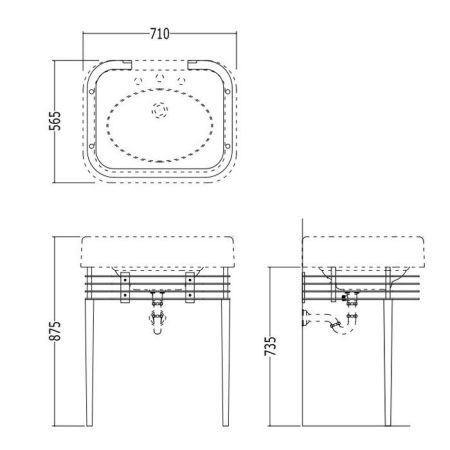 Devon Blues Раковина 71х56,5 cм  с 3 отв под смеситель, цвет белый, артикул IBLG3FBLUES