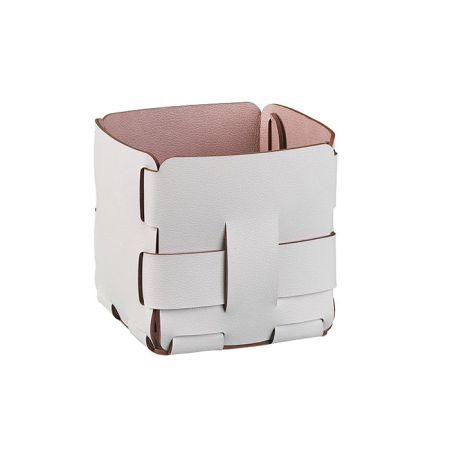 ADJ Корзинка Mini Bottega, 12x12xH13 см., цвет: устричный/пепельная роза, артикул 1013.02/07