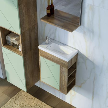 Тумба под раковину подвесная Бриклаер КРИСТАЛЛ фисташковый, 40 см, артикул 4627125417115